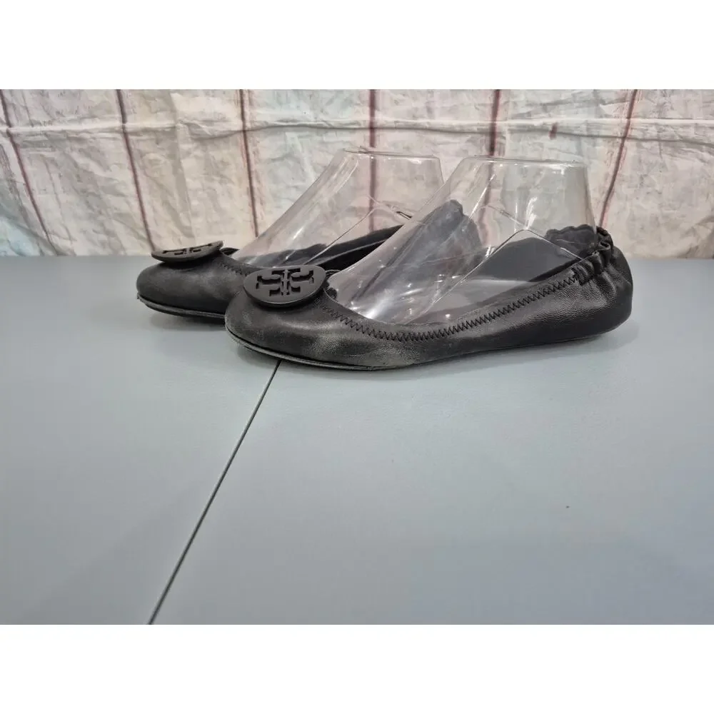 Tory Burch Minni Travel Ballet Flat in Black Leather Size 8.5 M Casual Night Out
